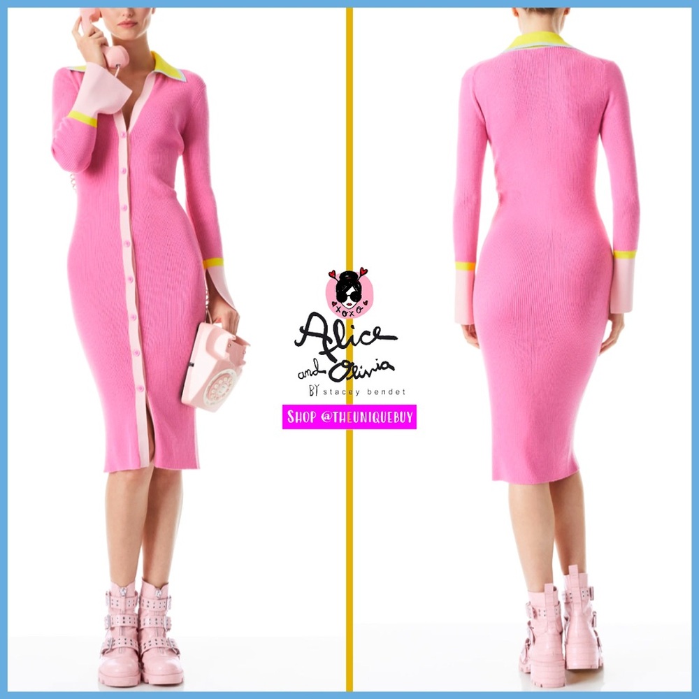Alice + Olivia Pink Midi Dress